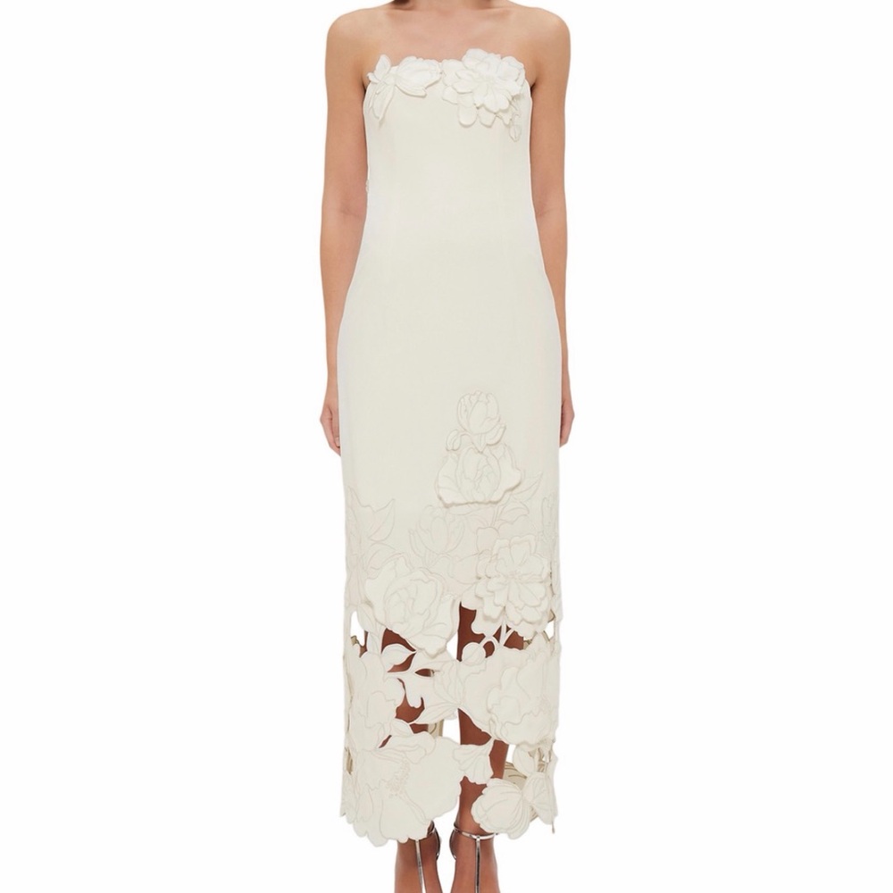 Leo Lin Rayna Floral Appliqué Maxi Dress